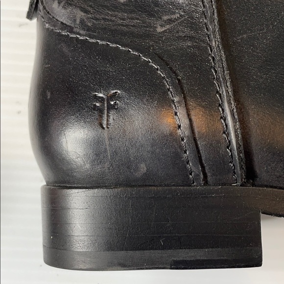 Frye Black Leather Ankle Boot with Strap & Buclke (8) - Picture 10 of 12